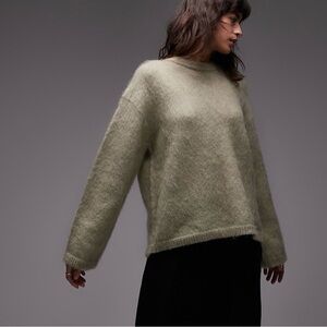 & Other Stories Gold Metallic Mock Neck Textured Sweater